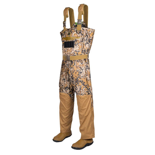 camo bib wader with rubber boots