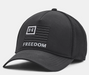 black cap with freedom in white and  black flag