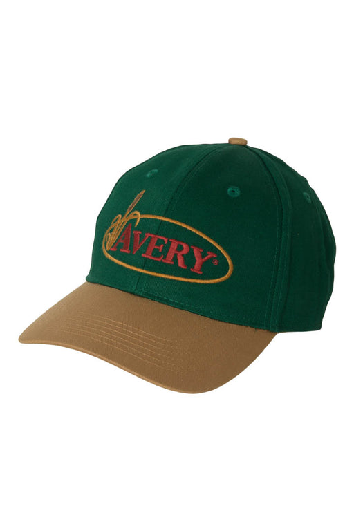 Banded Old Glory Snapback Cap green and gold with Avery logo on front