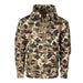 Camo hoodie with Avery logo on from center and front pocket.