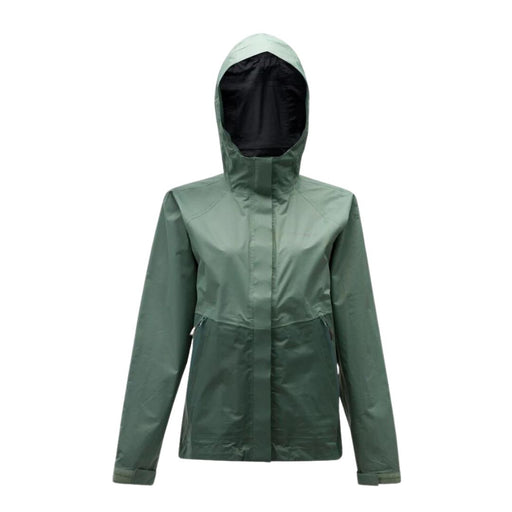 two tone green hooded rain jacket