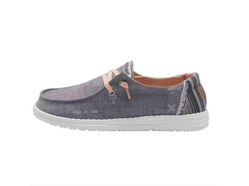HeyDude Women's Wendy Boho Grey with stripe heal and white sole