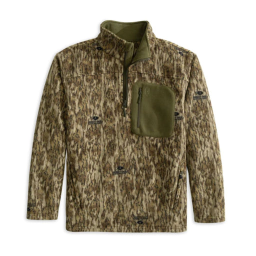 camo HeyBo The Bluffs Fleece 1/4 Zip pull over with solid olive zip chest pocket