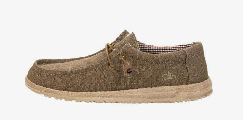 HeyDude, Wally-Nut brown shoe with navy red check lining