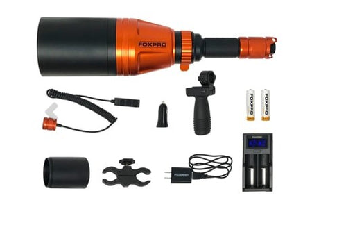 Gun Fire Kit oragnge and black scope charging cord and battery pack with batteries