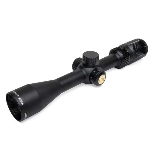 black rifle scope with windage and elevation turrets  and side focus