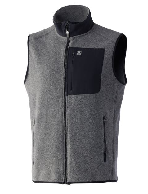 gray heather with black front chest pocket HUK Waypoint Fleece Vest