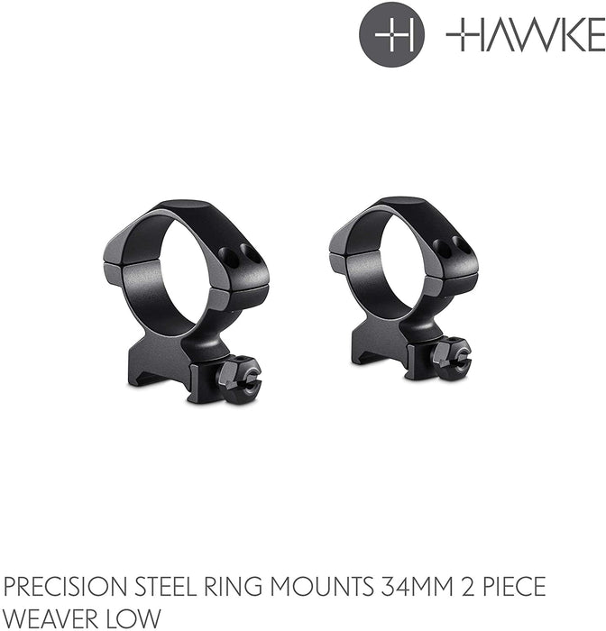Hawke Precision Steel Quick Release Riflescope Ring Mount (34mm | Weaver | Low)