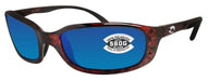 Polarized Brine Tortoise frame sunglasses with blue mirror lenses