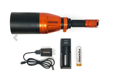 orange infrared scope with battery pack and charging cord