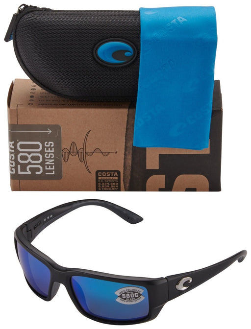 black sunglasses with blue lenses black case blue lens cloth and package box