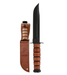 Kabar, Usmc Fighting/Utility,Brown Leather Sheath black knife with brown stripe on handle