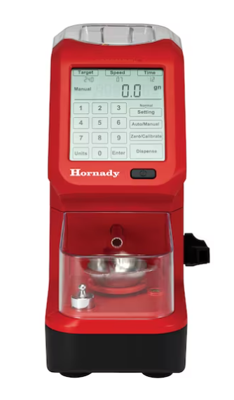 red auto charge powder dispenser with screen