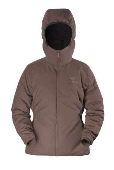 mauve color zip front coat with hood 