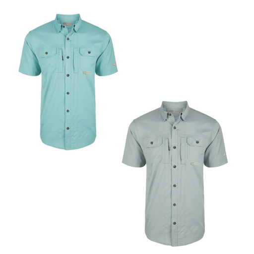 Drake Wingshooter Trey Solid Dobby full button front with four chest pockets Shirt in two color variations